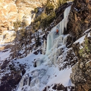 Matt\'s turn with Eric belaying from the top.