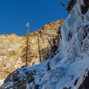 Approaching the crux section.