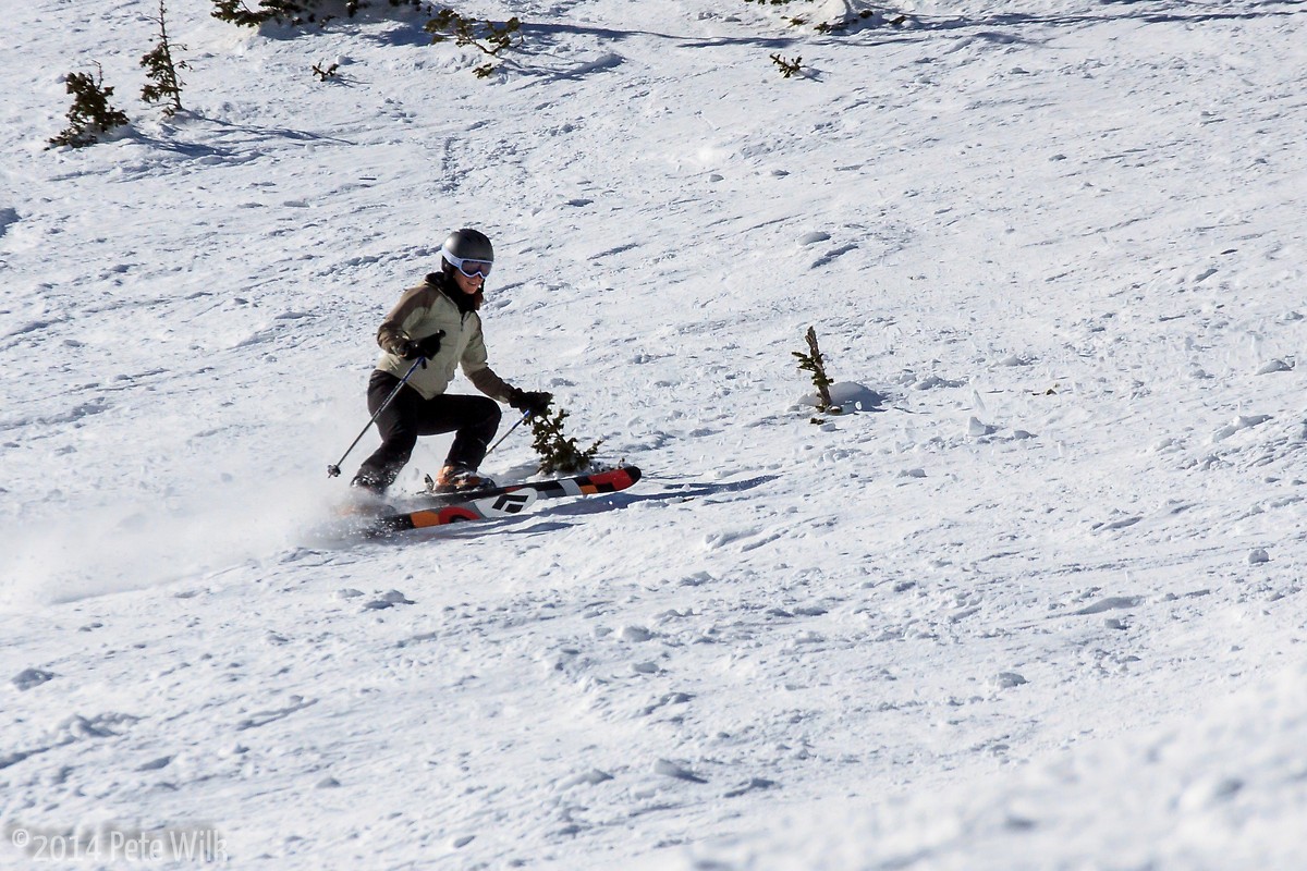 Carly carving up some turns on P-Zone.