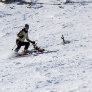 Carly carving up some turns on P-Zone.