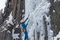 Micah leading P1 of Ames Ice Hose (WI5).