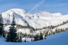 Skiing the day after the storm at Red Mountain Pass.  View looking west.