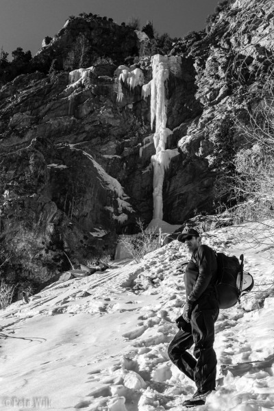 Nate's been waiting nine year for this route to come back in.  An earlier attempt this year was too frigid.  This time around it was just right.