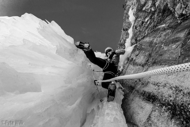 Action shot off the second belay.  Don't fall please!