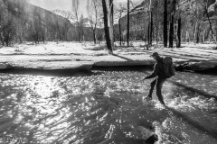 Since we'd already done the climb and the approach was only 0.5 mile we decided to dash across the stream for the return.  My Scarpa Phantom Tech stayed almost completely dry.  Matt's Sportivas faired a little less well.