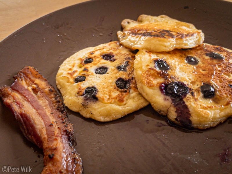 Sourdough pancakes and fancy butchershop bacon.