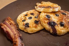 Sourdough pancakes and fancy butchershop bacon.