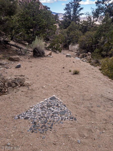 Saturday morning we hiked and explored the canyon with the granite climbing in it. Not far from the end of the road we found this nice arrow someone had made.