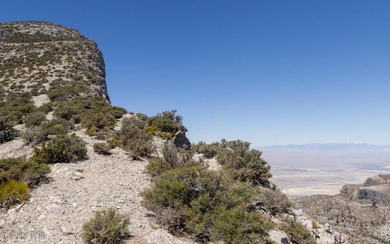 View from the saddle a little below the summit.  Yup!  The summit is right at the edge of the north face cliff!