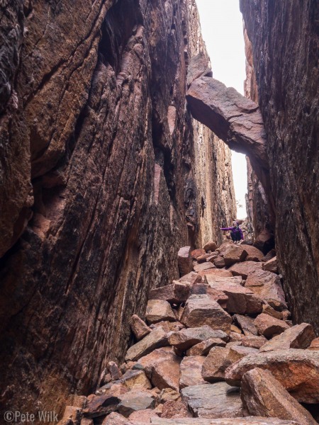 We explored this area called the Gauntlet.  This slot canyon is only 4-5 wide where it intersects ground level and slowly widens to only 6-7 feet at river level.  These tipped blocks were interesting.