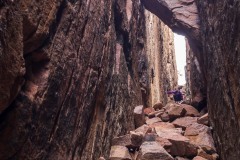 We explored this area called the Gauntlet.  This slot canyon is only 4-5 wide where it intersects ground level and slowly widens to only 6-7 feet at river level.  These tipped blocks were interesting.