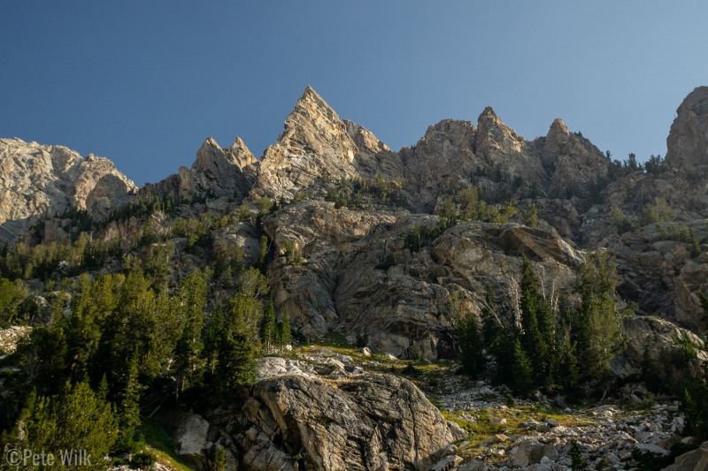 View of Irene's Arete from the Garnet Canyon trail.