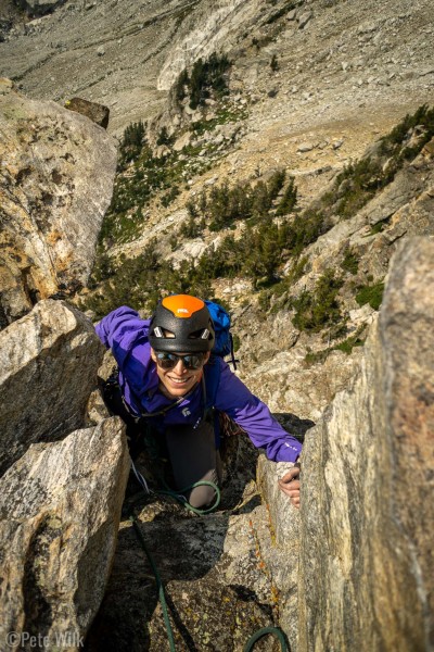 Not sure which pitch, maybe 4 or 5 of Irene's Arete (5.8).