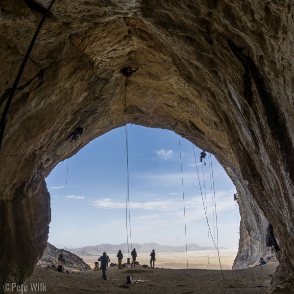 Looking from the depths of the cave out.  This view give a good idea of how steep it is.