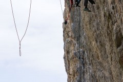 Andy looking for solid rock for the new bolt.