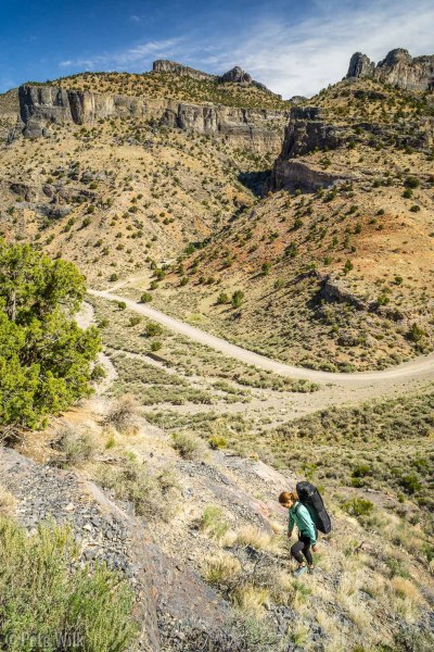 Hiking up the non-trail to the base.