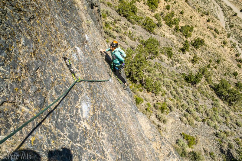 Eye of the Needle (5.10) was a great route.  It is mostly slabby with mostly good holds.  A few runouts but nowhere too scary.