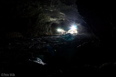 Beauty Cave was quite dark and required headlamps.  The air was +30 deg cooler than outside and humid too.  There were tiny drops of of moisture that reflected our lights back at us making the walls look like they were shining.