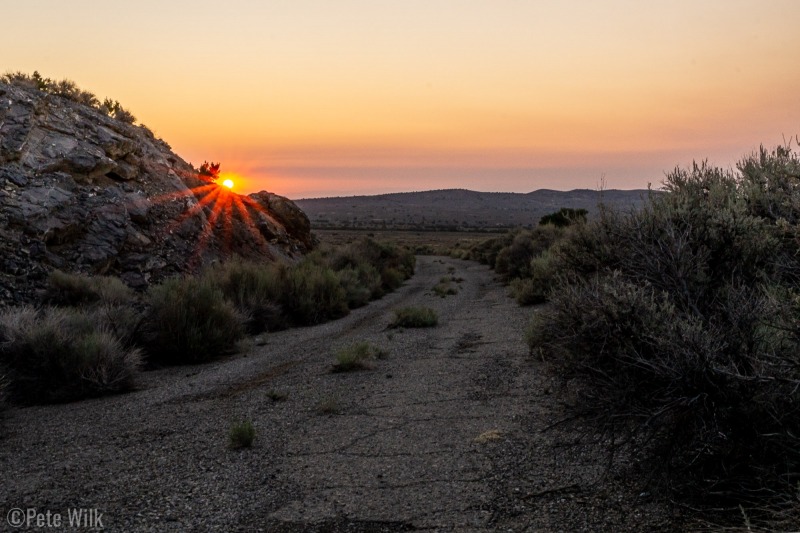 Waking up on the old highway where we spent the night.