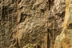 Looking back towards Midsummer's Night Dream (5.11a) as we were on Maiden Voyage (5.9).  There's a climber just getting into the difficult section of P2.