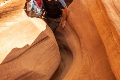 The water cut deep and narrow in this spot requiring a foot shuffle or standing on top of it.