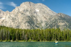 The first leg of our two part kayak journey.  This one was across String Lake which is quite shallow and calm.  Our route was to the left of the large brown dike at the summit.