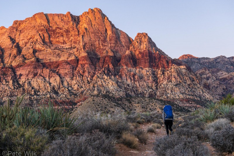 Hiking into Oak Creek Canyon for Catwalk (5.6+).