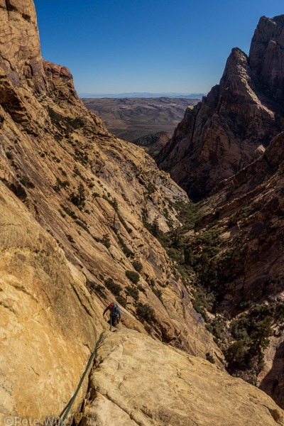 A couple pitches up and established into the groove that forms most of the route.