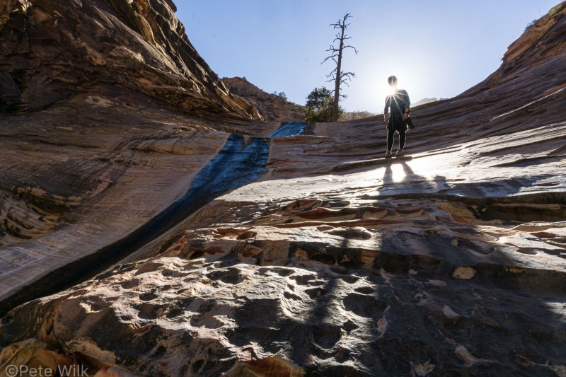 This waterslide looked very steep from the route and we wondered if there would be a rappel required.  It turned out not to be too steep.  There was a handline for the steepest sectino for extra security.