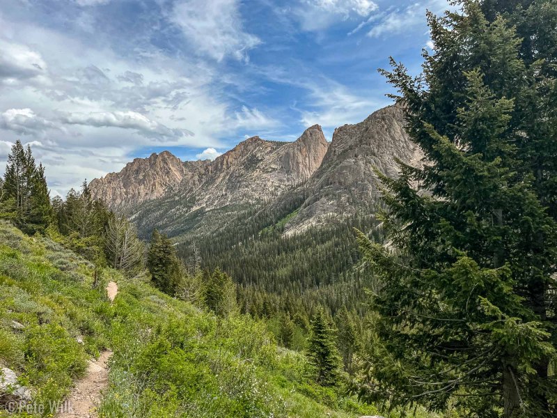 A view of Elephants Perch, the center of climbing in the Sawtooths.