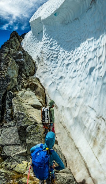 The second snowfield where we got our water for the bivy.  The snow formed a neat frozen wave type feature.