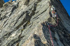 Micah leading up P2 of Sharkfin Tower (5.2). This was definitely the money pitch.  Not difficult but fantastic exposure.