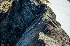 Looking down on Carly doing the fun arete pitch.