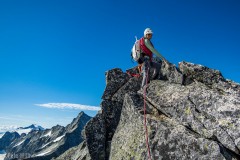 Nearing the summit of Sharkfin Tower.