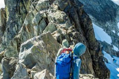 One the beginning of the North Ridge (5.6) of Forbidden Peak.  Most of the climbing is pretty moderate.  We opted to only bring mountain boots for the whole climb to keep the bulk and weight down since we had an overnight kit.