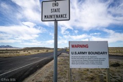 Sign before the entrance of Dugway Proving Grounds.