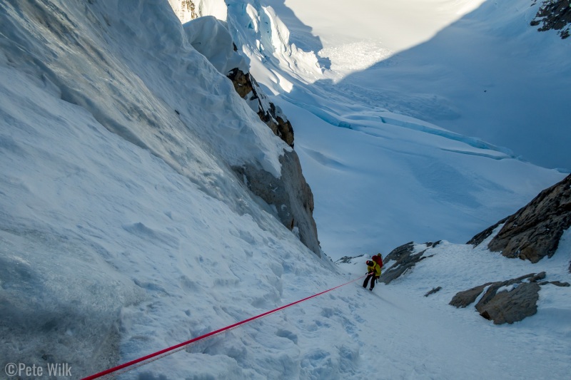 Taking moments to rappel what took hours of snow slogging.