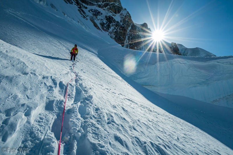 Navigating the last couple of crevasses on the walk down.