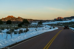 Heading into Zion National Park as the sun rises.
