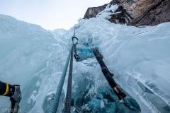 The dark line we took is a clear section of ice.
