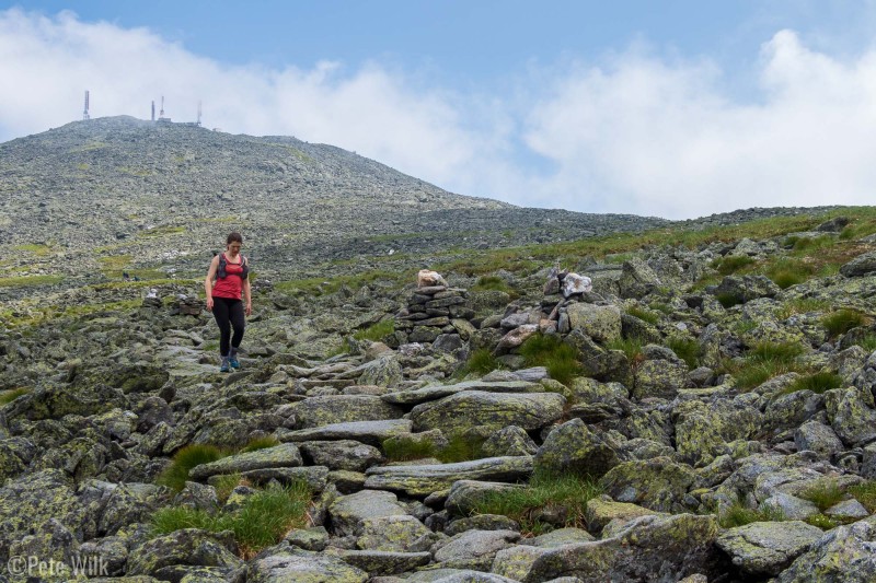 Coming down off of Mt. Washington.  Not much running on this trail run for us.