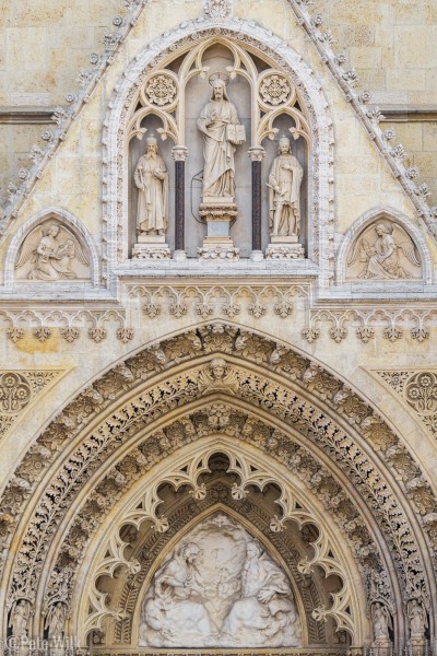 Entrance detail of Cathedral of Zagreb.  The cathedral was closed so we couldn't go inside.  Croatia is predomonately Catholic.