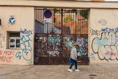 Typical graffiti on many of the walls in center of town.