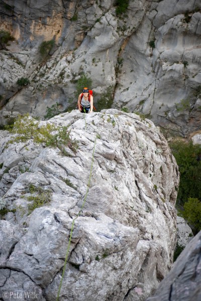 Heading up the easy ridge climb we started with in Paklenica.