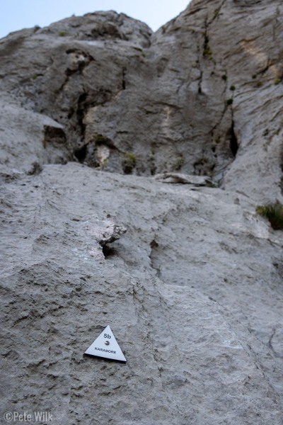 The harder, three pitch climb we did in Paklenica.  While 5b translates to 5.8, which is a huge sandbag.  I though the crux on this was 5.10.