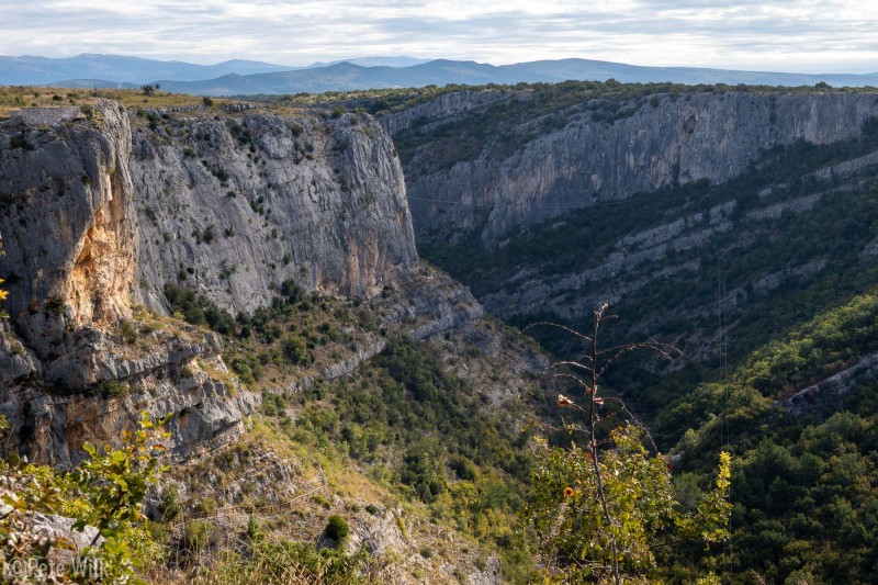 Transitioning to our final location in Croatia we stopped at another popular spot called Čikola Kanjon.  We started on the sunny side because it was overcast and chilly at the car.  By the time we hiked the 15 minutes to the base it had cleared up and was too hot.  We switched to the shade side of the canyon after that.