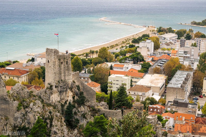 A look down on Mirabela Fortress from partway up the via ferrata.  Omiš is also famous for beach time, but it was too chiliy for us to consider any of that.