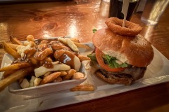 A big juicy burger and poutine for dinner after we got back to Golden.