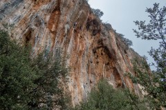 Beautify walls streaked with orange, grey, blue hues.