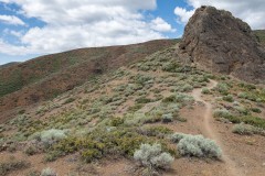 Really cool volcanic rock in this area and few trees.  Good thing it was a cool breezy day.